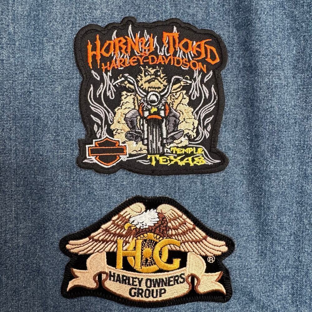 Vintage Harley Davidson Denim Vest w/ Various Biker Patches & Pins, Men's Medium - Picture 8 of 11